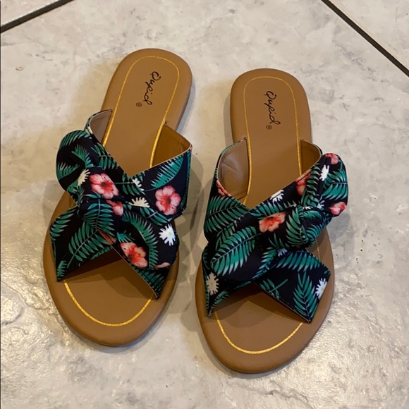 NEW Autumn Black/Green Fabric Sandal - Picture 7 of 12